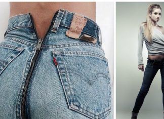 джинсы с молнией сзади